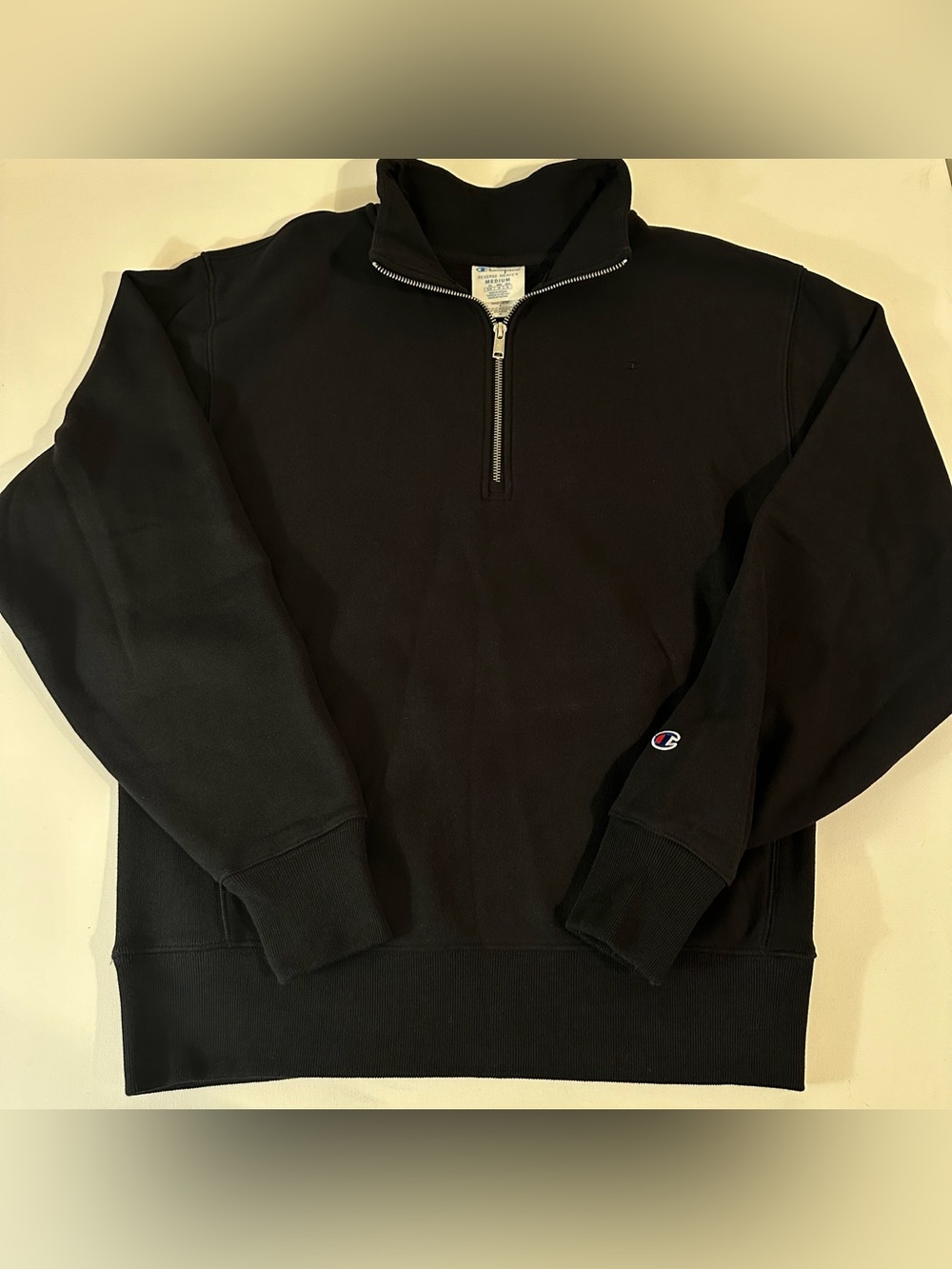 CHAMPION - MENS - HALF ZIP BLACK SWEATER